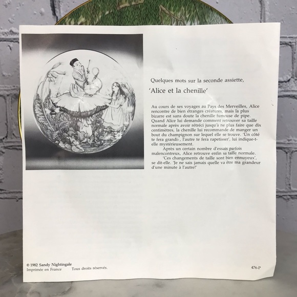 Alice In Wonderland 1981 Vintage French Collection Plate Alice Et La Chenille - Picture 6 of 7